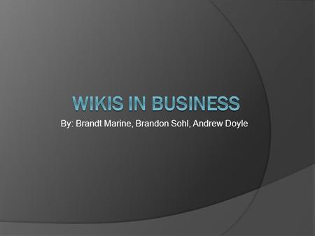 By: Brandt Marine, Brandon Sohl, Andrew Doyle. Outline  Problem Statement and Factors  Background on Wikis  Types of Wikis  Wikis vs. Email  Recommendation.