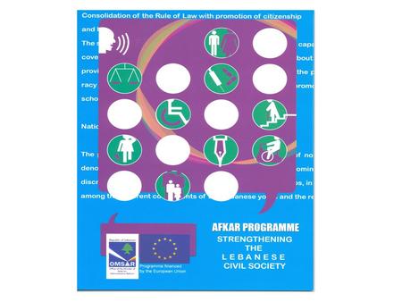 AFKAR II PROGRAMME Constitutes a continuation and development of AFKAR I. Aims at the strengthening of the action of the Lebanese civil society in favor.