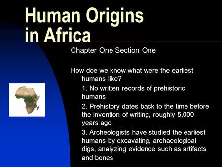 Human Origins in Africa