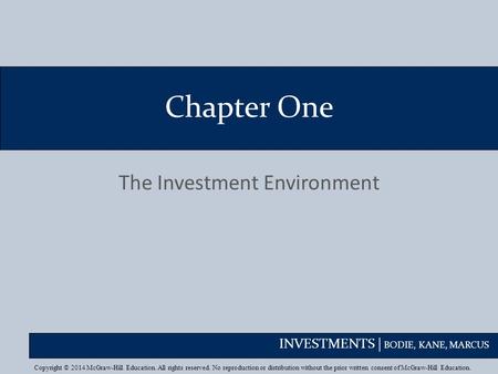 The Investment Environment