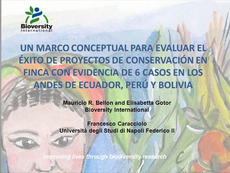 Mauricio R. Bellon and Elisabetta Gotor Bioversity International Francesco Caracciolo Universitá degli Studi di Napoli Federico II UN MARCO CONCEPTUAL.