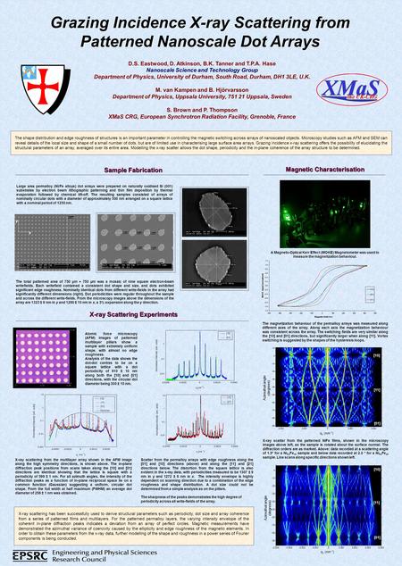 Grazing Incidence X-ray Scattering from Patterned Nanoscale Dot Arrays D.S. Eastwood, D. Atkinson, B.K. Tanner and T.P.A. Hase Nanoscale Science and Technology.