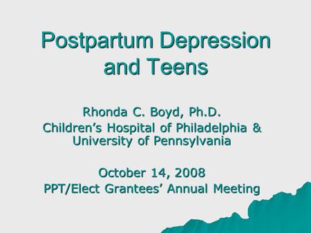 Postpartum Depression and Teens