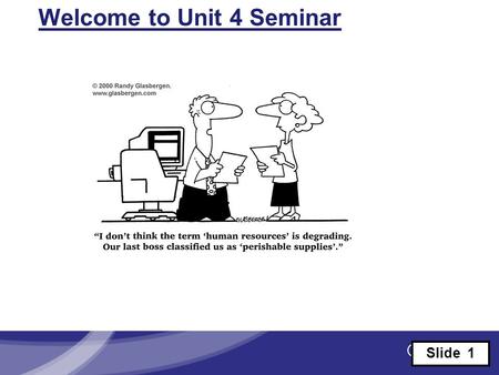 Welcome to Unit 4 Seminar