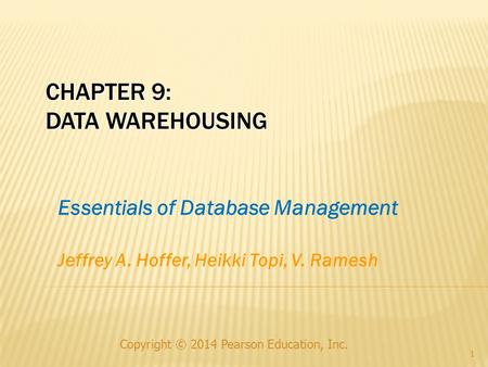 Chapter 9: data warehousing