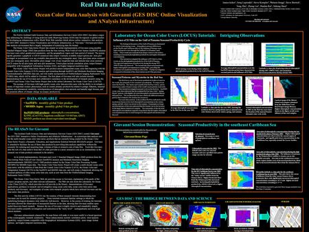 S James Acker 2, Greg Leptoukh 1, Steve Kempler 1, Watson Gregg 3, Steve Berrick 1, Tong Zhu 2, Zhong Liu 2, Hualan Rui 2, Suhung Shen 4 1 NASA Goddard.