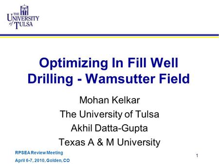 Optimizing In Fill Well Drilling - Wamsutter Field