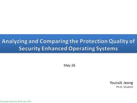 Computer Security & OS Lab. DKU May 26 Younsik Jeong Ph.D. Student.