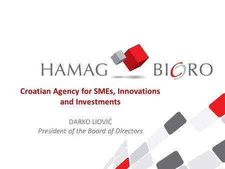 Croatian Agency for SMEs, Innovations and Investments DARKO LIOVIĆ President of the Board of Directors.