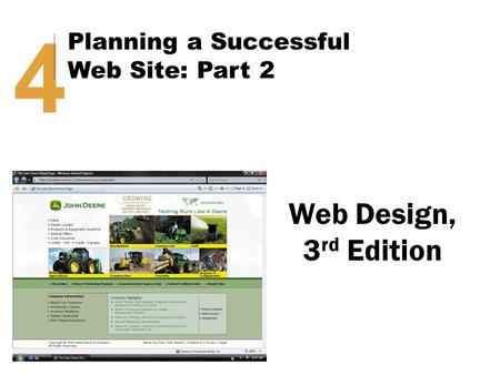 Web Design, 3 rd Edition 4 Planning a Successful Web Site: Part 2.