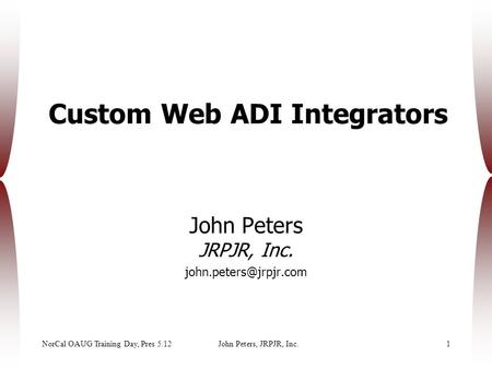 Custom Web ADI Integrators