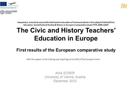 Assessment, tutorial structures & initial teacher education of trainee students in the subjects Political/Civic Education, Social/Cultural Studies & History.