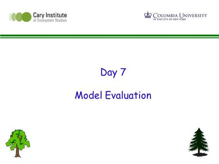 Day 7 Model Evaluation. Elements of Model evaluation l Goodness of fit l Prediction Error l Bias l Outliers and patterns in residuals.