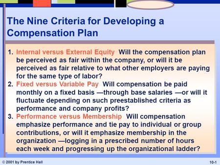 The Nine Criteria for Developing a Compensation Plan