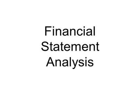 Financial Statement Analysis