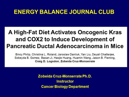 ENERGY BALANCE JOURNAL CLUB