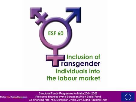 Structural Funds Programme for Malta 2004-2006 Project co-financed by the European Union Social Fund Co-financing rate: 75% European Union. 25% Sigrid.