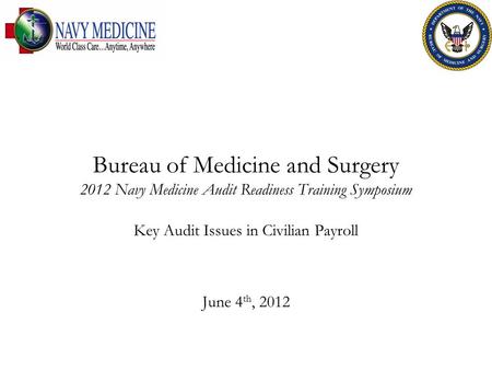 Key Audit Issues in Civilian Payroll June 4th, 2012