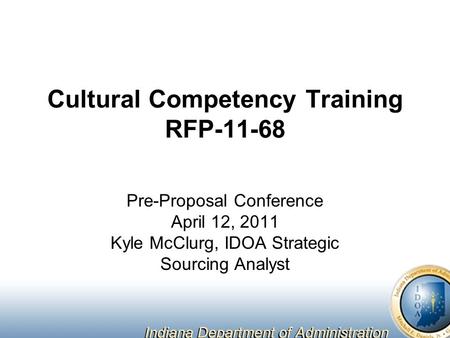 Cultural Competency Training RFP-11-68