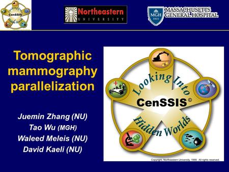 Tomographic mammography parallelization Juemin Zhang (NU) Tao Wu (MGH) Waleed Meleis (NU) David Kaeli (NU)