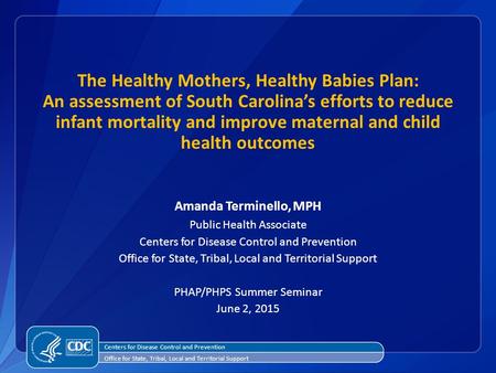 The Healthy Mothers, Healthy Babies Plan: An assessment of South Carolina’s efforts to reduce infant mortality and improve maternal and child health outcomes.