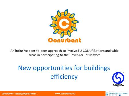 CONURBANT - IEE/10/380/SI2.589427 - www.conurbant.eu An inclusive peer-to-peer approach to involve EU CONURBations and wide areas in participating to the.