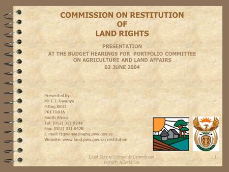 COMMISSION ON RESTITUTION OF LAND RIGHTS