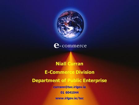 Niall Curran E-Commerce Division Department of Public Enterprise 01 6041044