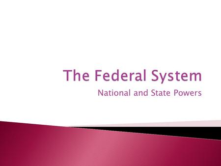 National and State Powers