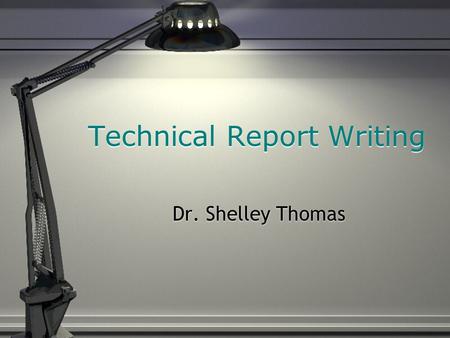 Technical Report Writing