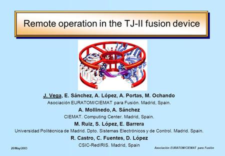 Asociación EURATOM/CIEMAT para Fusión 20/May/2003 J. Vega, E. Sánchez, A. López, A. Portas, M. Ochando Asociación EURATOM/CIEMAT para Fusión. Madrid, Spain.