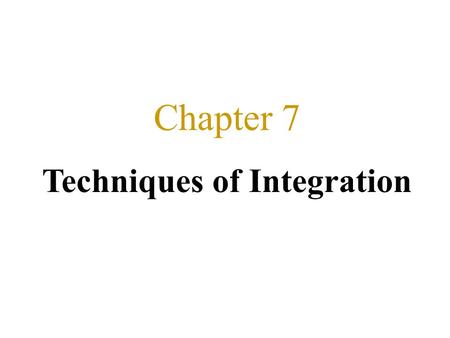 Techniques of Integration