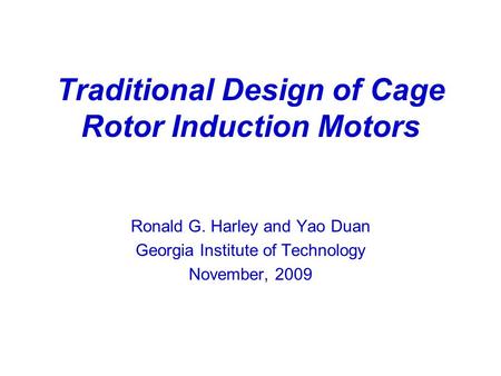 Traditional Design of Cage Rotor Induction Motors