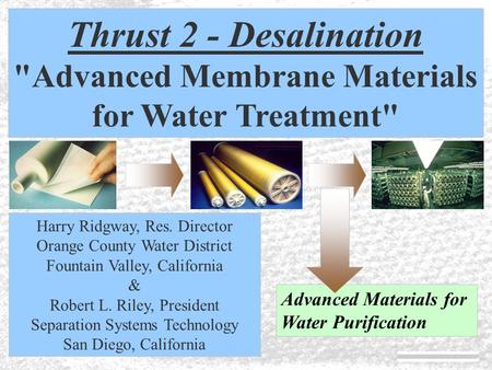 Advanced Membrane Materials for Water Treatment