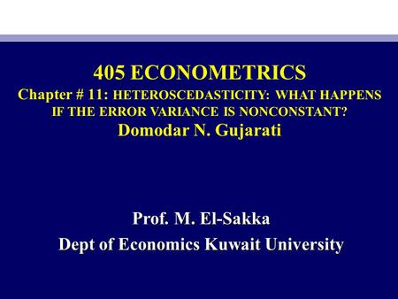 Dept of Economics Kuwait University