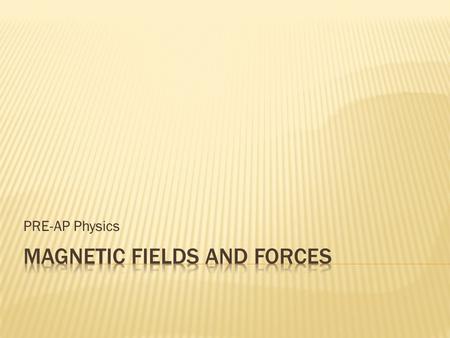 PRE-AP Physics.  Magnets have 2 poles (north and south)  Like poles repel  Unlike poles attract  Magnets create a MAGNETIC FIELD around them.