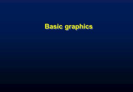 Basic graphics. ReviewReview Viewing Process, Window and viewport, World, normalized and device coordinates Input and output primitives and their attributes.