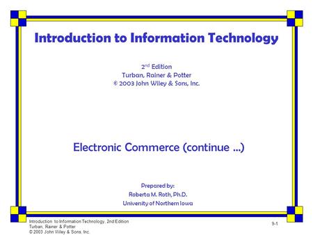 Electronic Commerce (continue …)