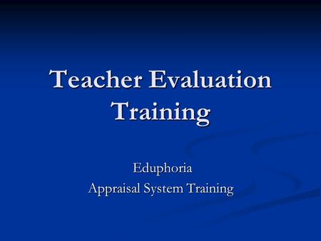 Teacher Evaluation Training