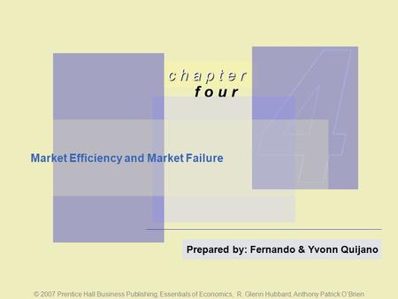 C h a p t e r f o u r © 2007 Prentice Hall Business Publishing; Essentials of Economics, R. Glenn Hubbard, Anthony Patrick O’Brien Prepared by: Fernando.