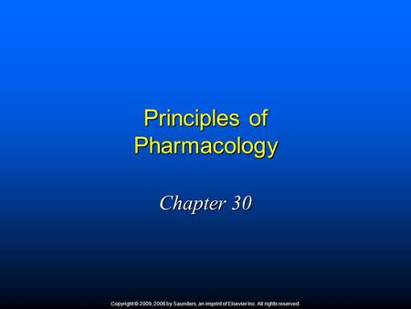 Principles of Pharmacology