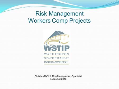 Risk Management Workers Comp Projects Christian DeVoll, Risk Management Specialist December 2012.