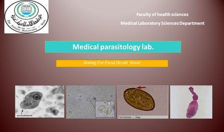 Medical parasitology lab.