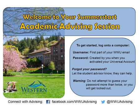 To get started, log onto a computer: Username: First part of your WWU email Password: Created by you when you activated your Universal Account Forgot your.