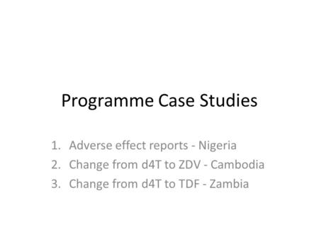 Programme Case Studies