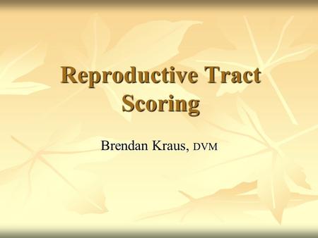 Reproductive Tract Scoring