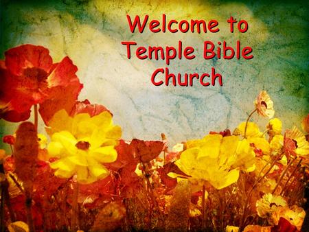 Welcome to Temple Bible Church. Praise God for… 36 students serving 27 host homes 13 team drivers 50 food providers Hundreds impacted with the Gospel!