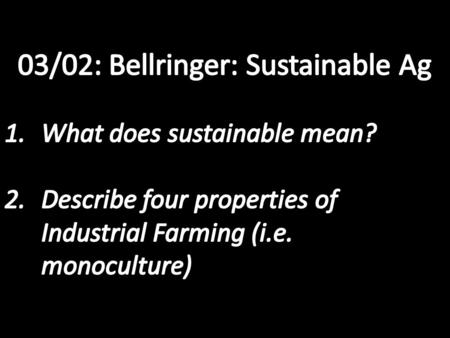 Sustainable Food Production Sustainable Food Production.