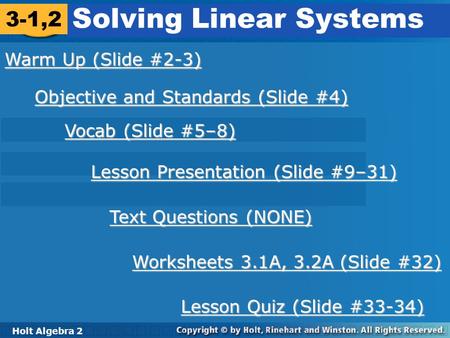 Solving Linear Systems