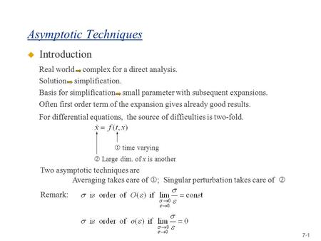 Asymptotic Techniques